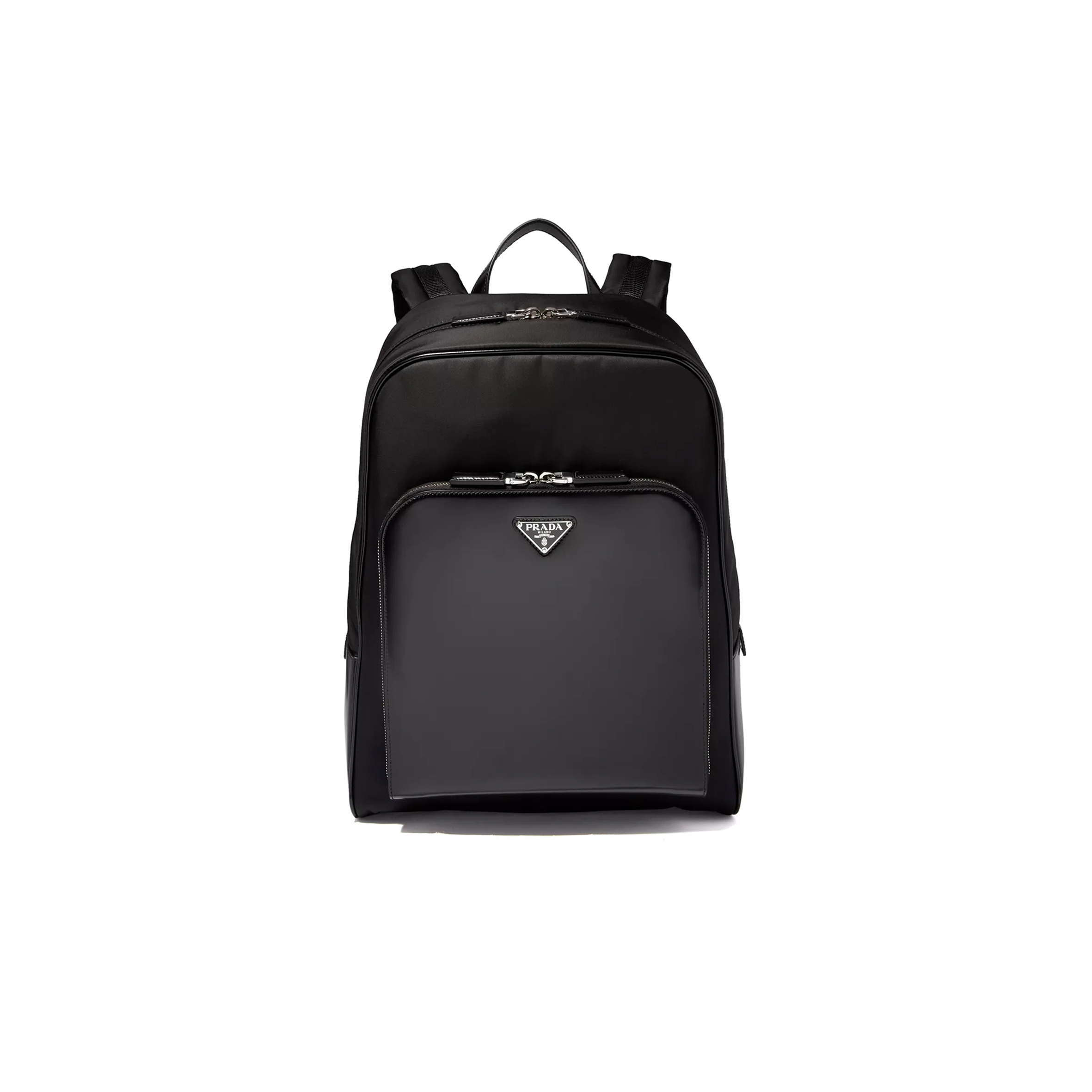 PRADA TRIANGLE LOGO BACKPACK IN RE-NYLON & LEATHER 1BZ005 (43*30*13cm) 
